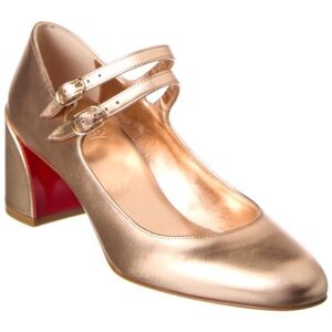 Christian Louboutin Miss Jane 55mm Metallic Gold Leather Pumps Shoes
